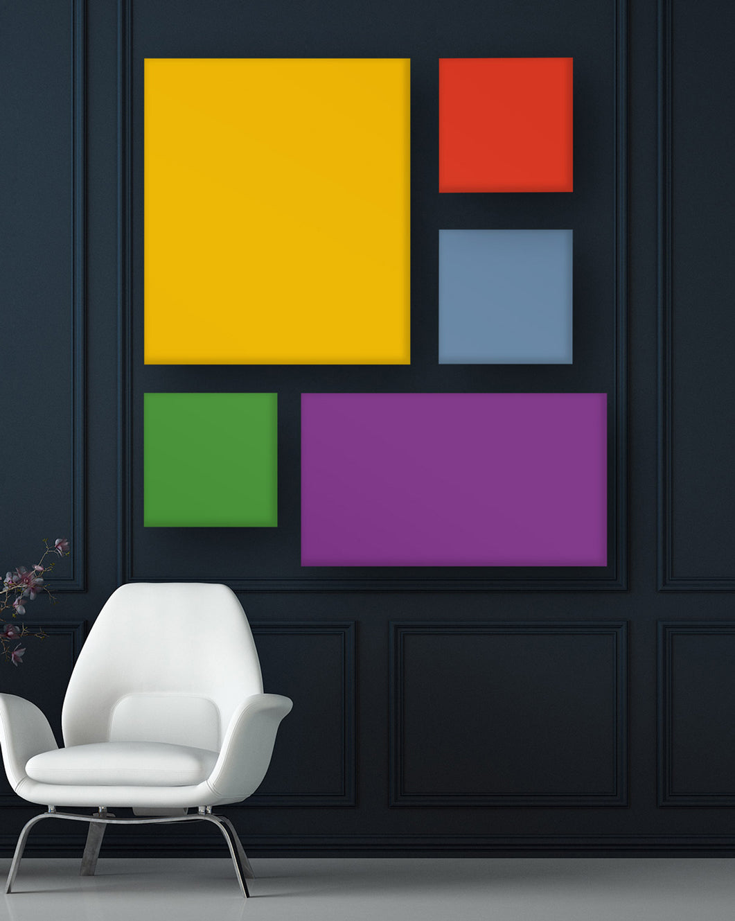 Sound-absorbing wall 50 x 50 x 5 cm with colorful cover