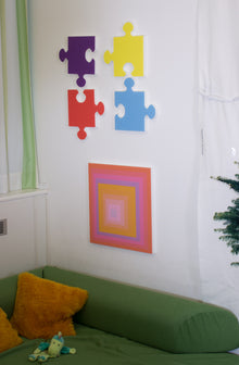 Löwenherz Schallfresser - Rahmenlose Platte, 25 mm dick, quadratisch, 50 cm Kantenlänge in buntem Design