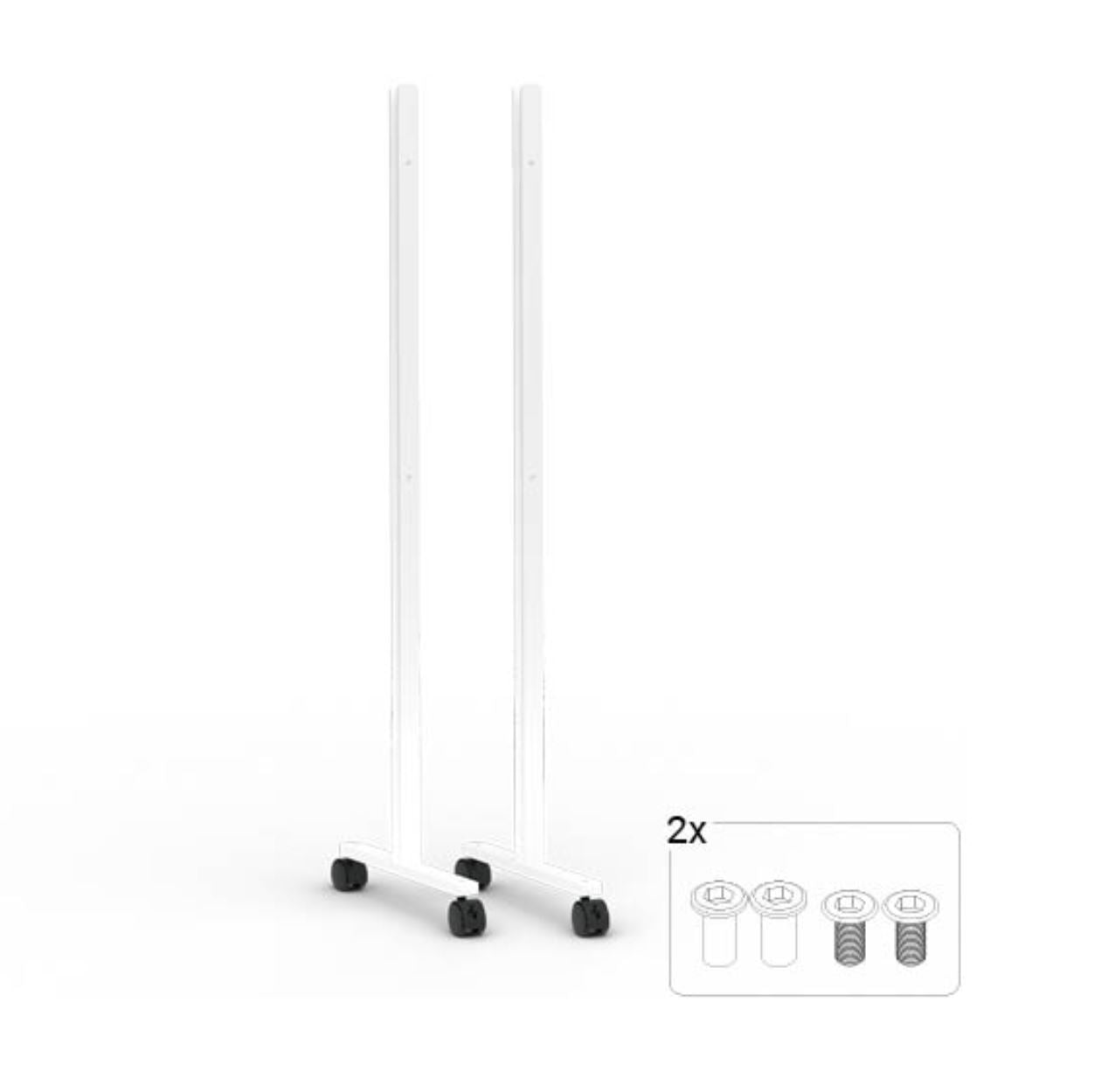 Ständer Set für Schallschutzplatten auf Rollen weiß