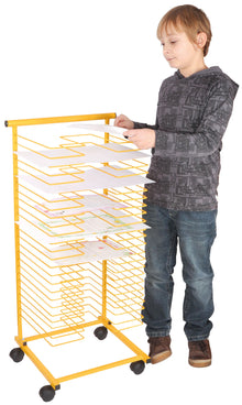 Papiertrockenwagen gelb, mit Rollen