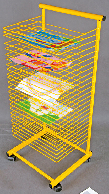 Papiertrockenwagen gelb, mit Rollen