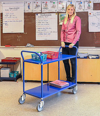 Chariot de service et de transport avec 2 étagères métalliques, jaune
