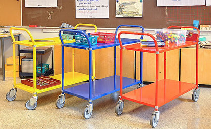 Chariot de service et de transport avec 2 étagères métalliques, jaune