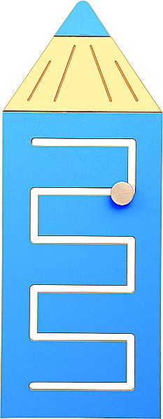 Wandspiel Motorikschleife Buntstift blau