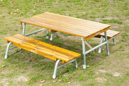 Outdoor table 120 cm foldable made of wood and aluminum