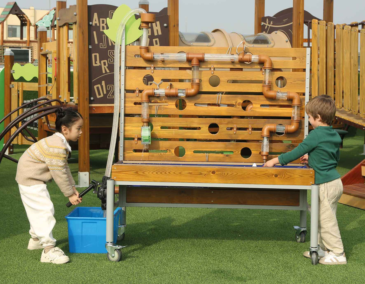 Outdoor table, water play equipment, mobile