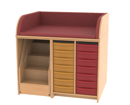 Wickelkommode mit Treppe und 14 Modulboxen