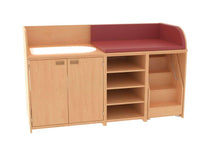 Bade-Wickelkommode mit Treppe, Badebecken, 2 Unterschränken u. 1 Regal