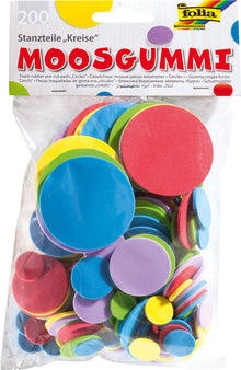 Moosgummi-Stanzteile Kreise 200tlg.