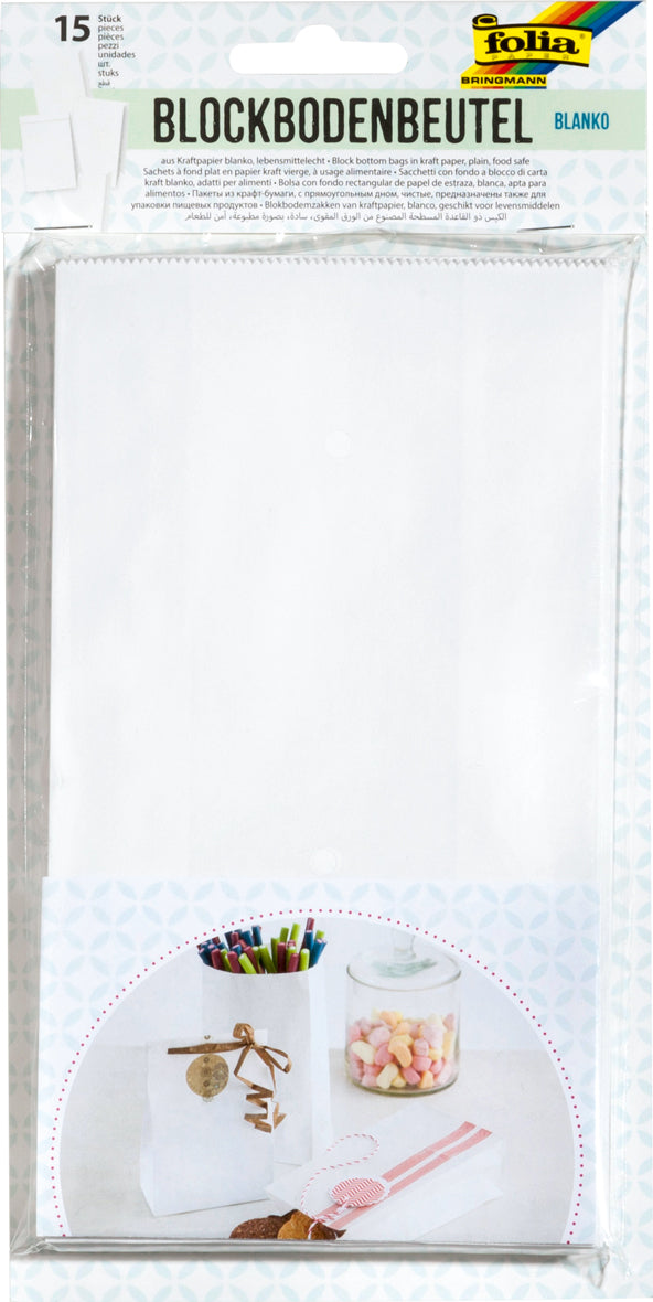 Blockbodenbeutel weiß 15 St.