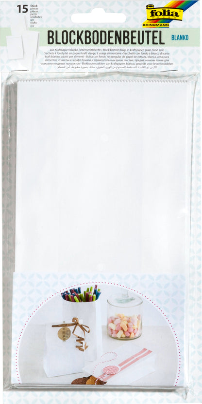 Blockbodenbeutel weiß 15 St.