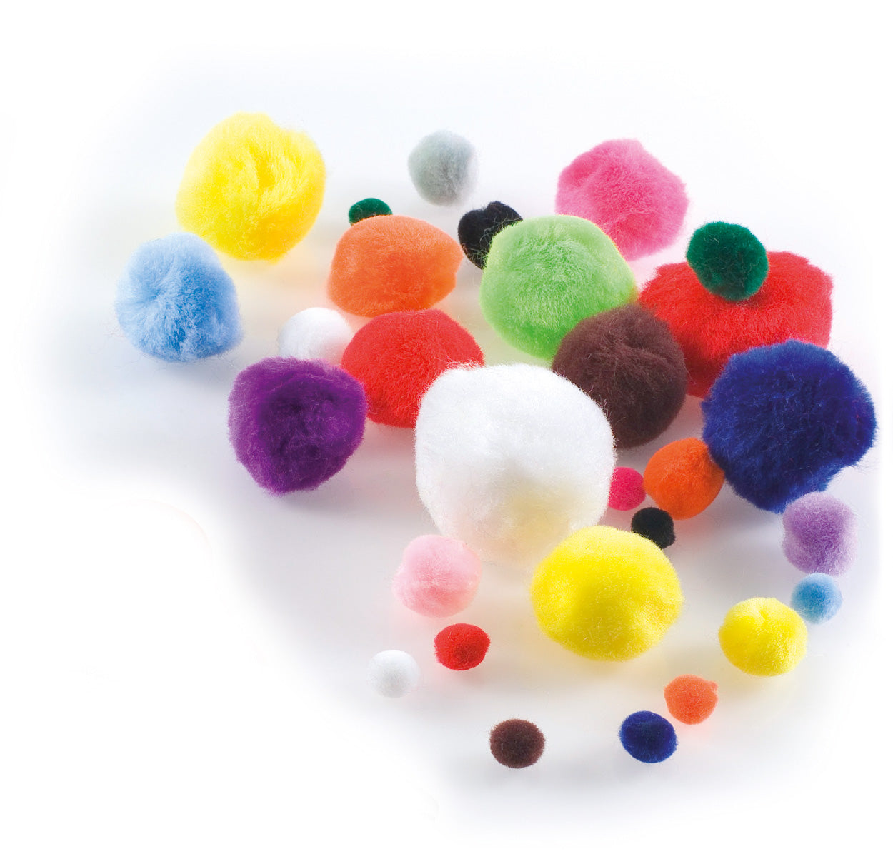 Pompons, 100 pièces, couleurs assorties, 5 tailles