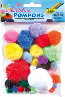 PomPons bunt gemischt, 30 St. 1-5 cm