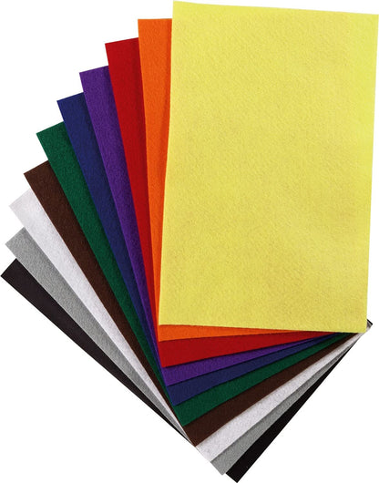 Feutrine pour loisirs créatifs 150 g/m², 20 x 30 cm, 10 feuilles de couleurs assorties