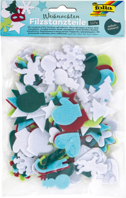 Filzstanzteile Weihnachten 117 Teile selbstklebend