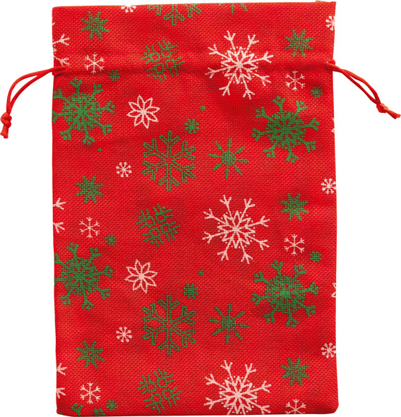 Beutel in Juteoptik mit Schneeflocken rot 17x25 cm, 10 St.