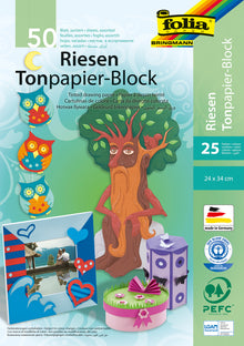 Riesen Tonpapierblock 50 Blatt 25 Farben 24 x 34 cm