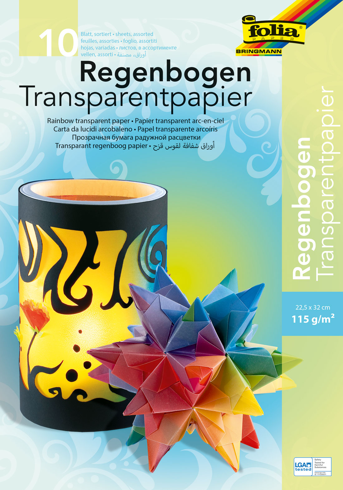 Transparentpapier Regenbogen 10 Blatt 22,5x32cm