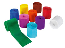 Deko-Kreppbänder 5 cm x 10 m, 10 Rollen sortiert