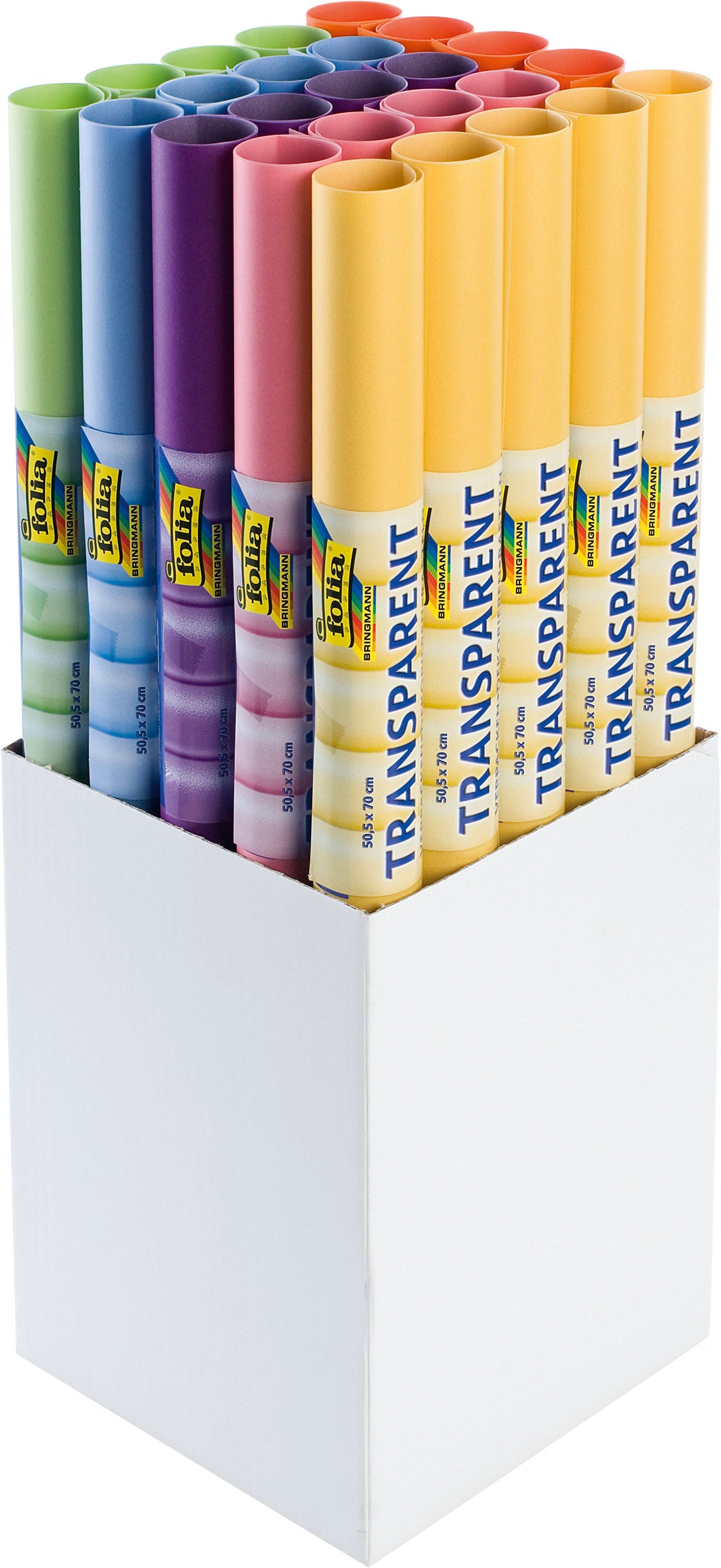 Transparentpapier 5 Rollen, 50,5x70cm je Bogen versch. Farben