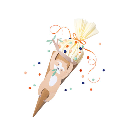 Schultüte Bastelset mit 3 Motivvorlagen für Lama oder Löwe oder Faultier