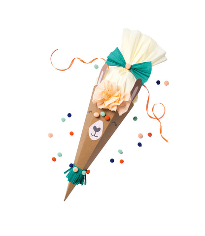 Schultüte Bastelset mit 3 Motivvorlagen für Lama oder Löwe oder Faultier