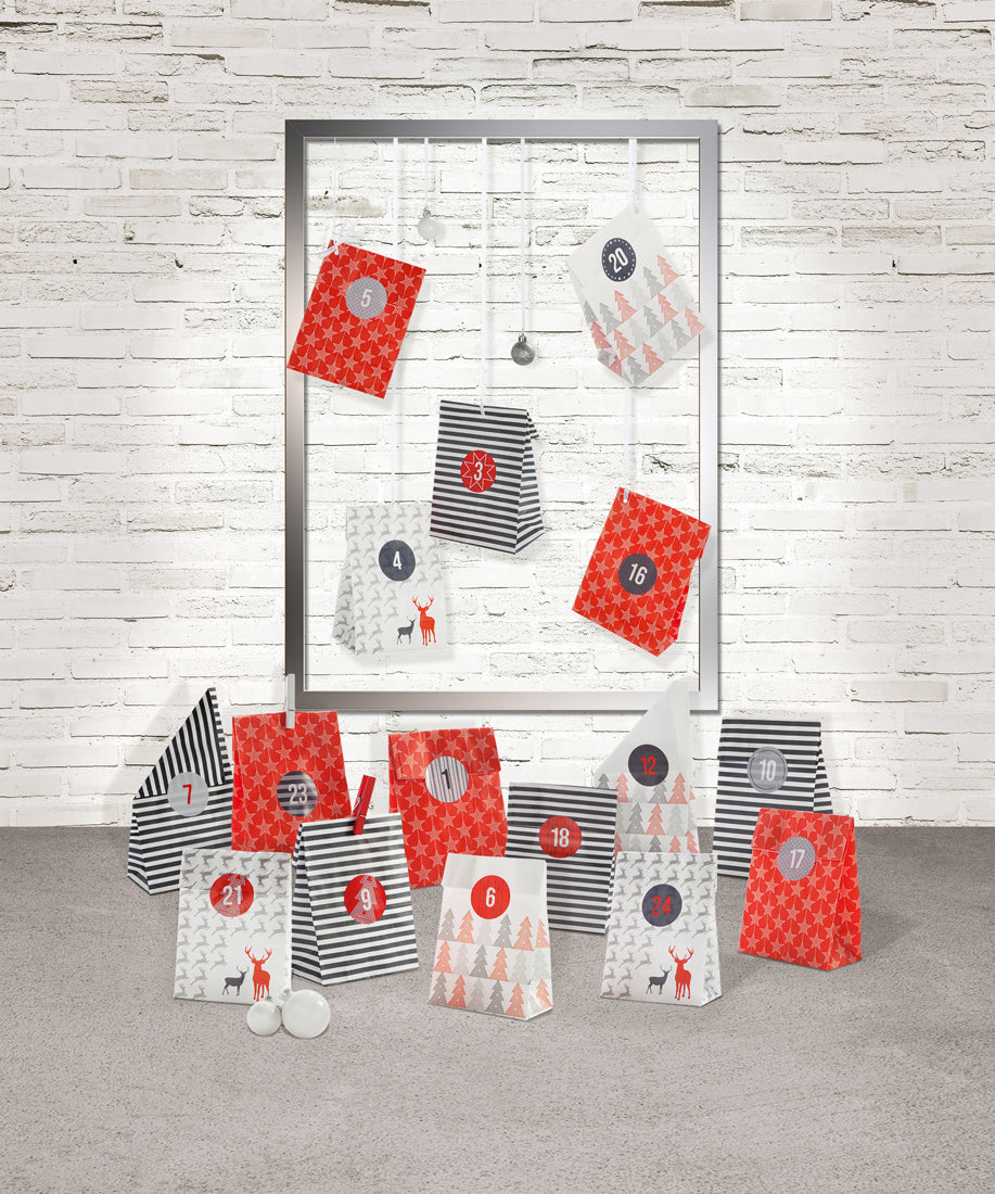 Adventskalender Papiertüten mit Stickern