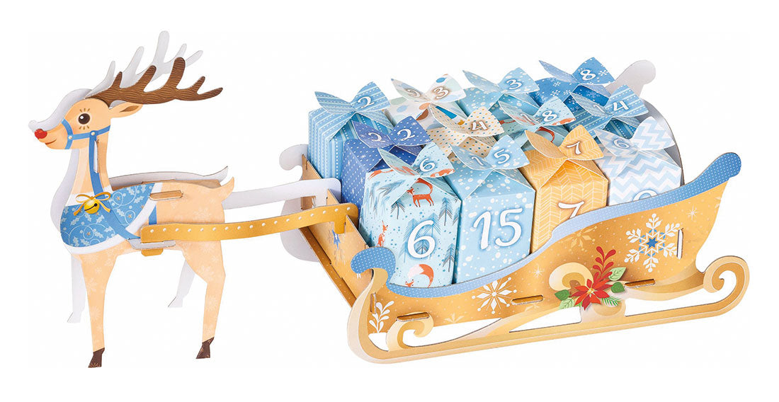 Adventskalender zum Basteln Rentierschlitten