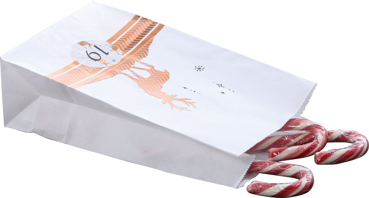 Adventskalender weiß Papiertüten mit Stickern
