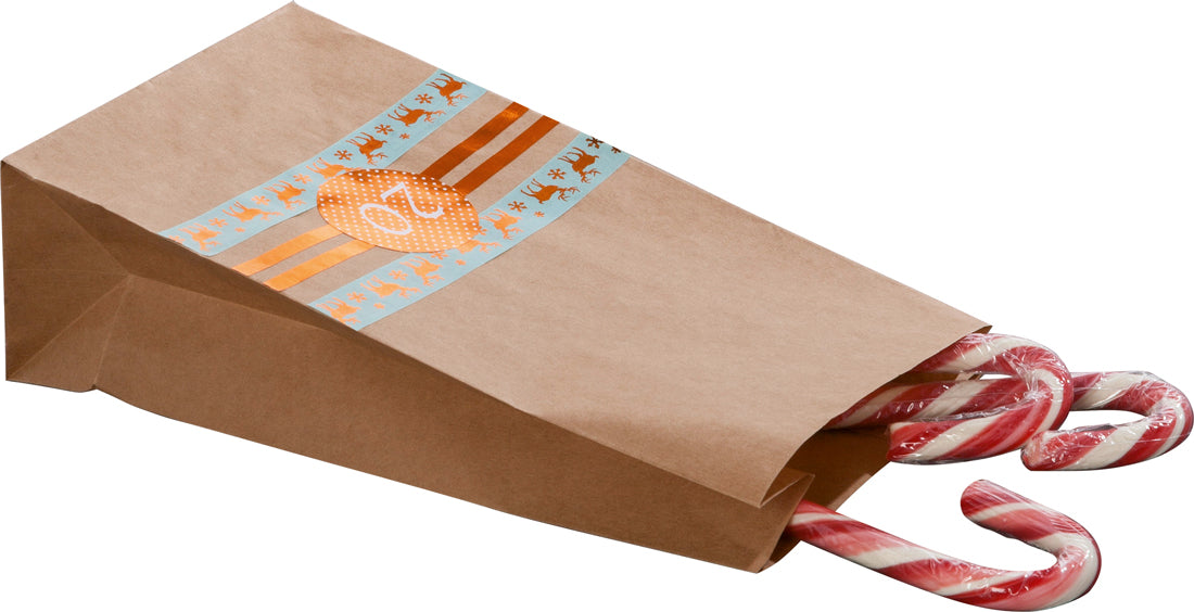 Adventskalender braun, Papiertüten mit Stickern