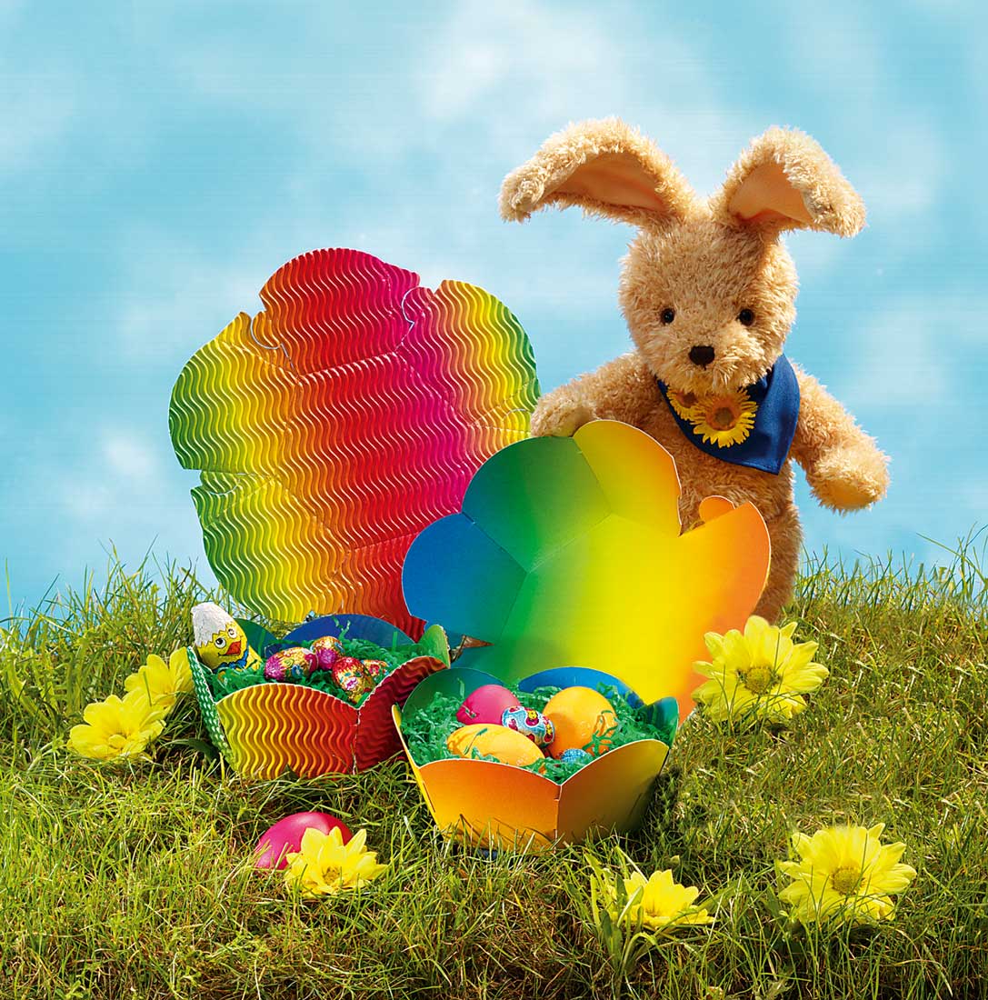 Paniers décoratifs 3D, lot de 12, motif vague arc-en-ciel