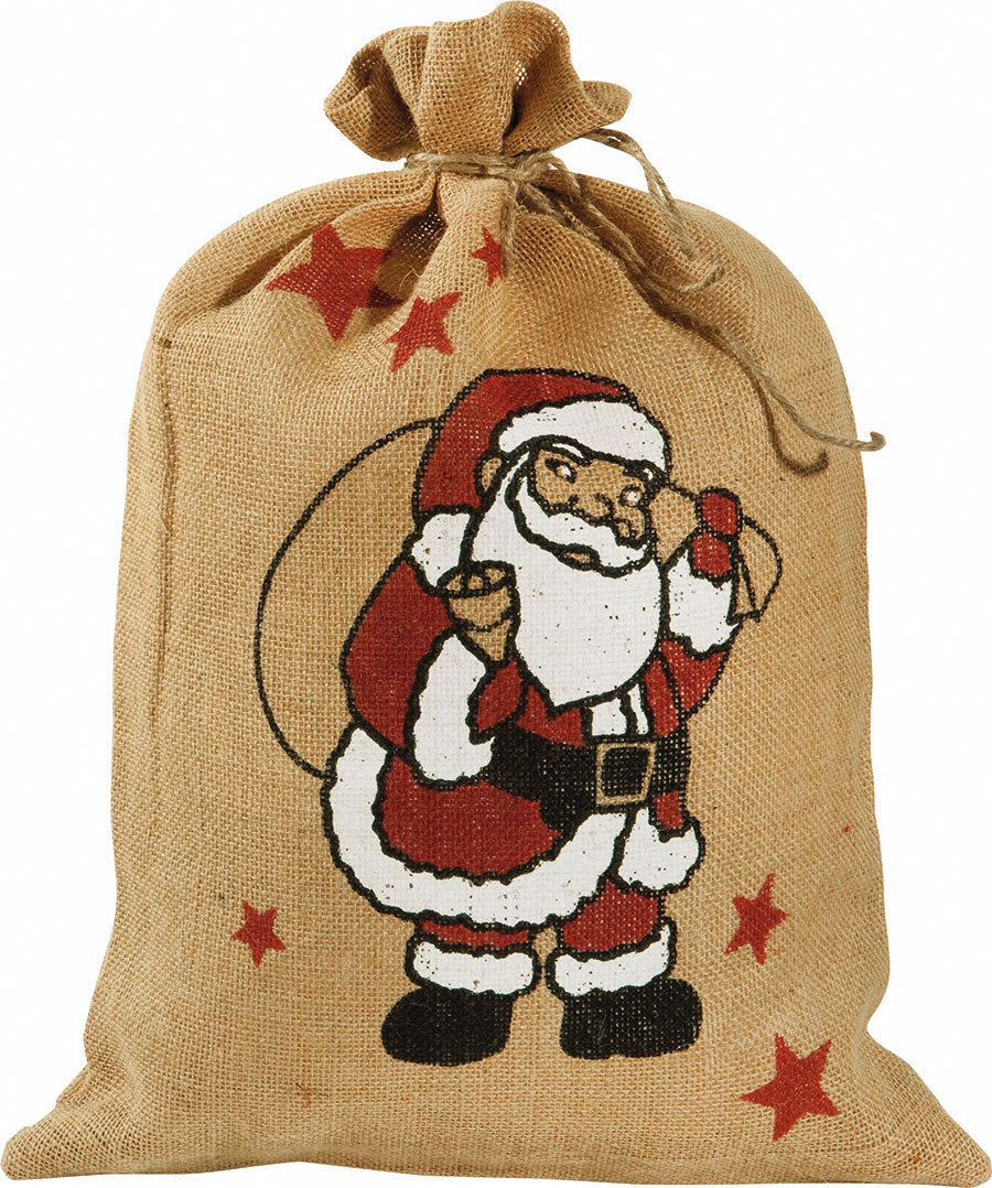 Natural jute sack 25 x 35 cm, set of 10 with print