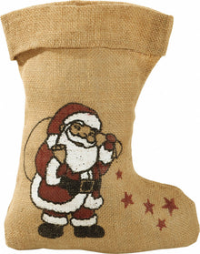 Jutesack Natur Weihnachtsstiefel Geschenkbeutel 10er-Set