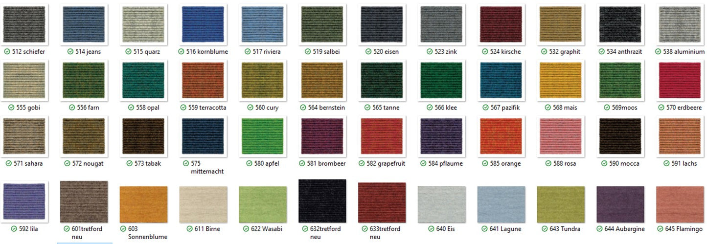 Tretford carpet, round, 1.01-2.00 m diameter, bound edges