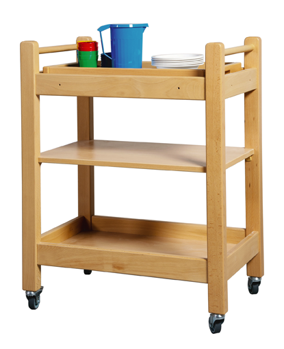 Servierwagen aus Massivholz auf Rollen