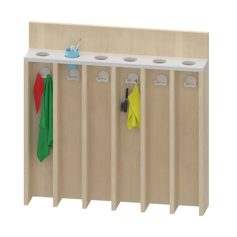 Étagère de salle de bain avec porte-gobelets et crochets pour serviettes, 6 places