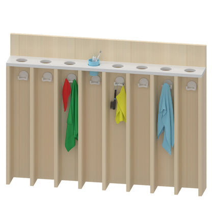 Étagère de salle de bain avec porte-gobelets et crochets pour serviettes, 8 places