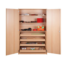 Werkraumschrank 3 Einlegeböden, 4 breite Schübe