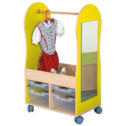 Kostüm- und Umkleidewagen mit Boxen, Spiegel und Kleiderstange