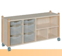 Stollen-Regalsystem mit Ergotray-Boxen und Fächern