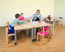 Table en bois, rectangulaire, à pieds tubulaires ronds, mobile, 120 x 60 cm