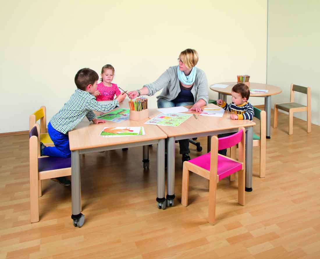 Holztisch Quadrattisch Rundrohrfüße 80 x 80 cm