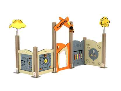 Spielanlage KidooPlay für Kinder von 1 -3 Jahren, Aluminium in Holzoptik