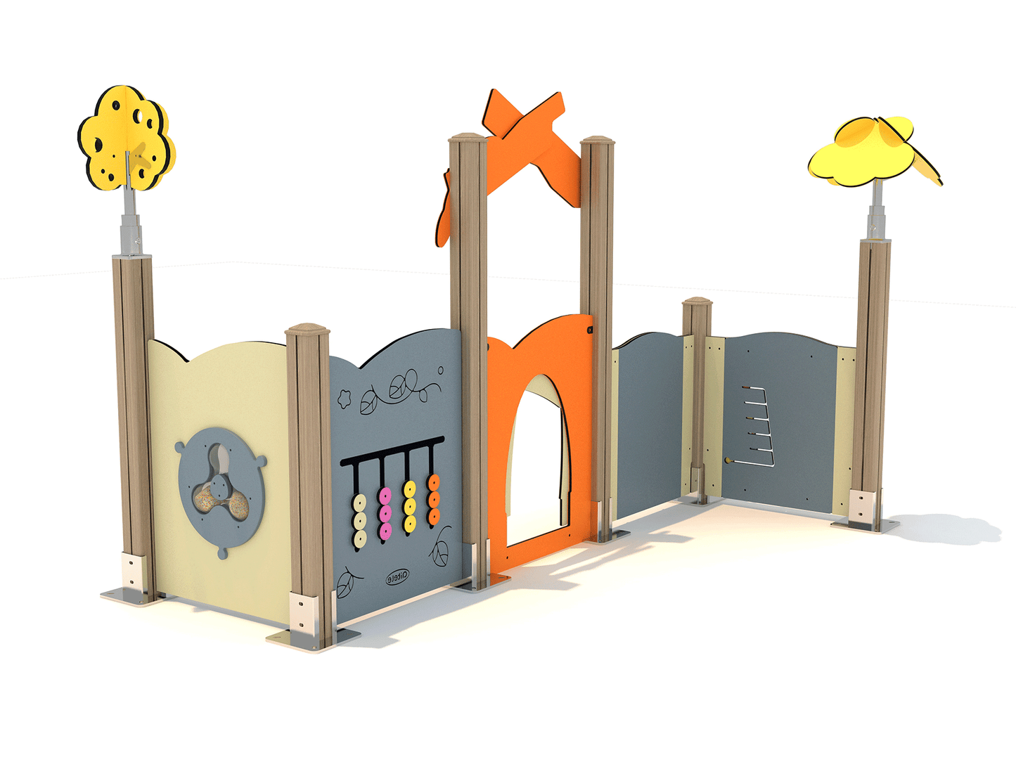Spielanlage KidooPlay für Kinder von 1 -3 Jahren, Aluminium in Holzoptik