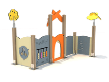 Spielanlage KidooPlay für Kinder von 1 -3 Jahren, Aluminium in Holzoptik