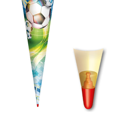 Roth Schultüte Motiv Fußball rund verstärkte Spitze mit Filzverschluss 70 cm