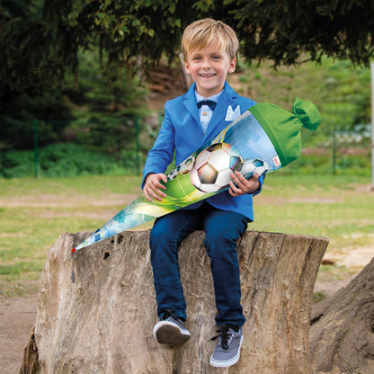 Roth Schultüte Motiv Fußball rund verstärkte Spitze mit Filzverschluss 70 cm