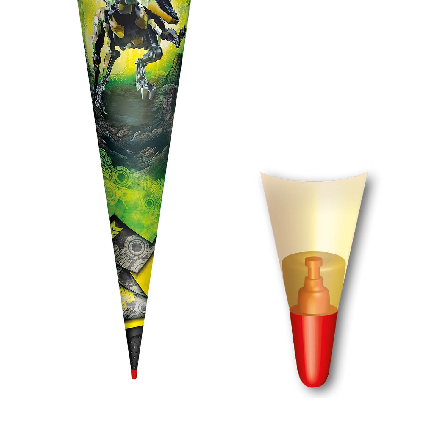 Roth Schultüte Motiv Robo-Rex rund verstärkte Spitze mit Filzverschluss 70 cm