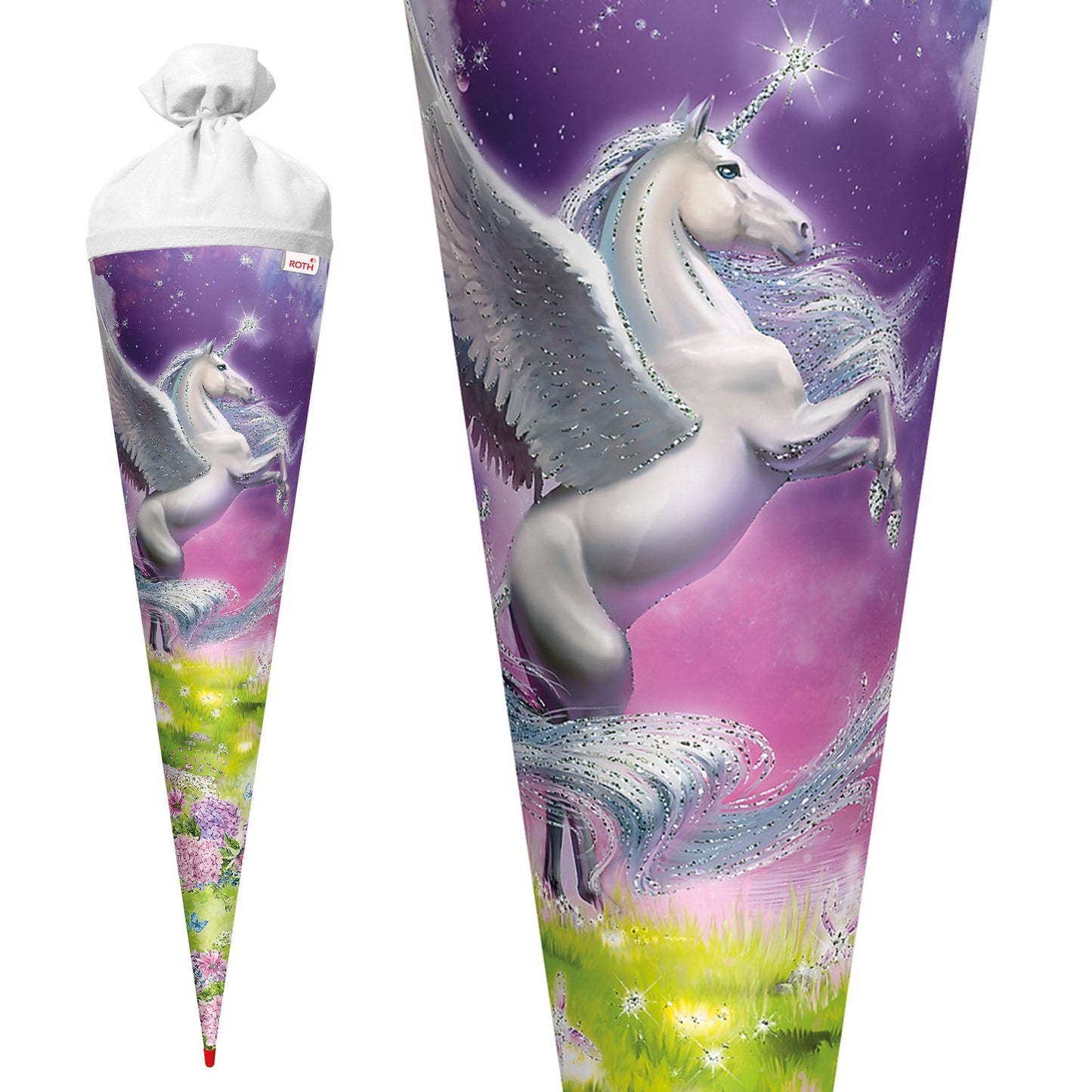 Roth Schultüte Motiv Magic Pegasus rund verstärkte Spitze mit Filzverschluss 70 cm