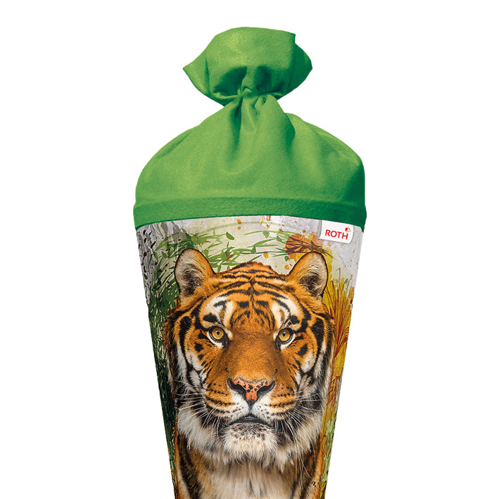 Roth Schultüte Motiv Tiger rund verstärkte Spitze mit Filzverschluss 70 cm